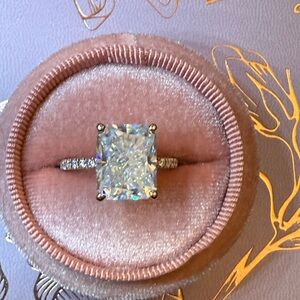 6ct Moissanite Radiant Ring in 10k Yellow Gold